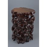 Chinese Rosewood Heavily Carved Stand