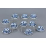 Set of ten Chinese / Japanese tea cups and saucers