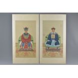 Pair of Late 19th / 20th century Chinese Ancestral paintings