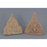 Two Thai Buddhist Pottery Roof Tiles