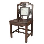 Chinese Hardwood Single Chair with Marble Insert to Back, 100cms high x 54cms wide