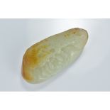 Chinese Celadon Jade Carving with brown inclusions, 6cms long