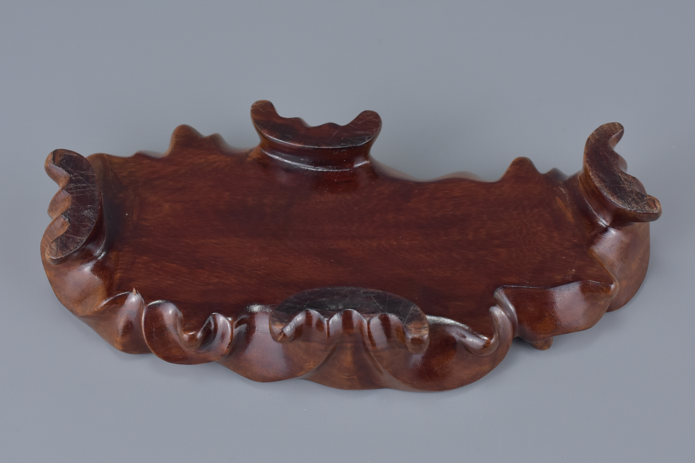 Chinese carved Celadon Jade Ox on a Carved Rosewood Stand, 16cms long - Image 6 of 6