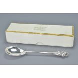 An English sterling silver 'Prince Charles' investiture spoon. To commemorate the Investiture of Pri