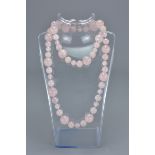 String of Rose Quartz Beads, 70cms long
