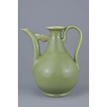 Chinese Porcelain Celadon Wine Ewer with handle. 25cms high