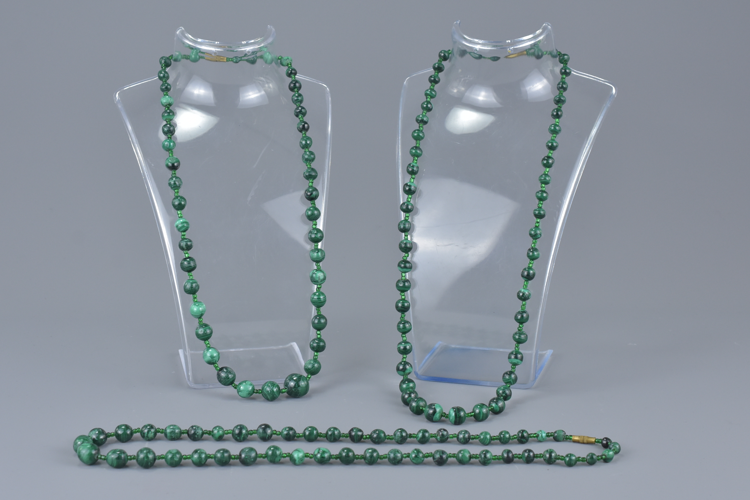 Three Strings of Malachite Beads, approximately 52cms long together with a String of Beads with Tige - Image 3 of 3