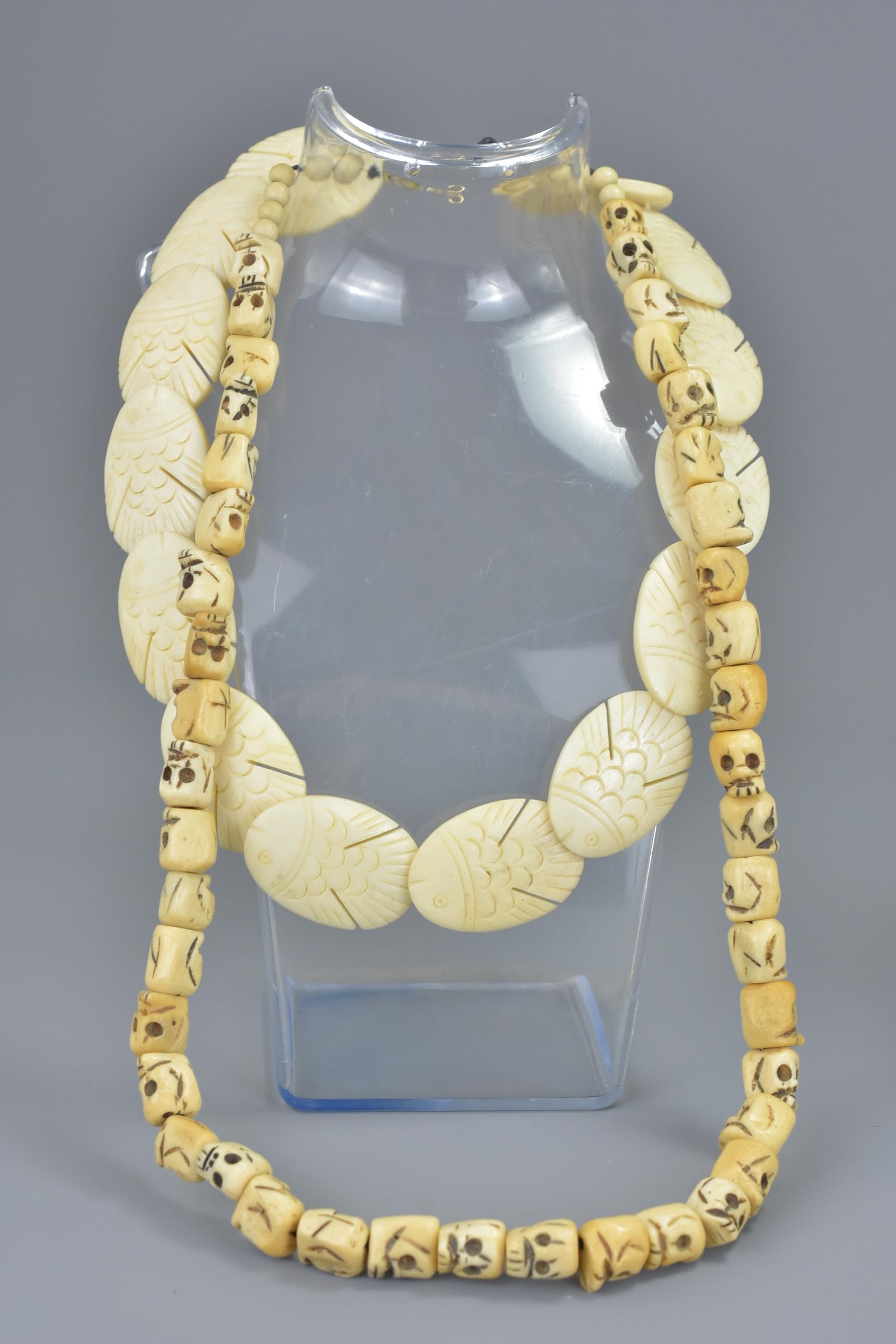 Three carved bone necklaces. (3) - Image 3 of 3