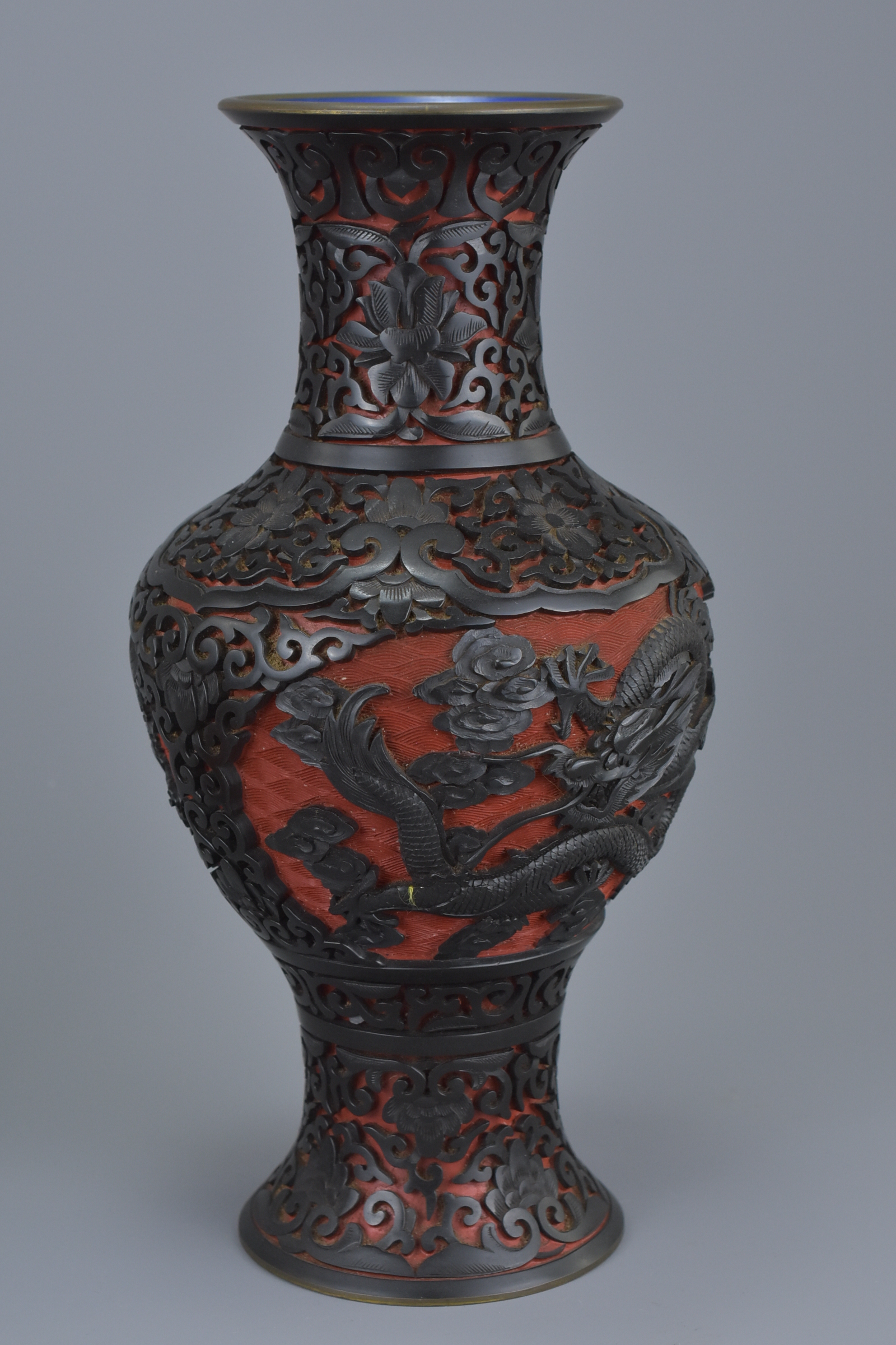 Four Early 20th century Chinese Lacquer Vases, 25cms high, 20cms high and 13cms high (4) - Image 5 of 8