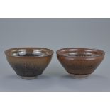 Two Chinese Song Dynasty Style Hare Fur Glazed Tea Bowls, 12cms diameter (2)