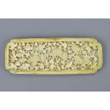 Chinese Intricately Carved Ivory Panel, 5cms x 13cms
