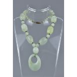Chinese Jade Bead Necklace, 56cm long