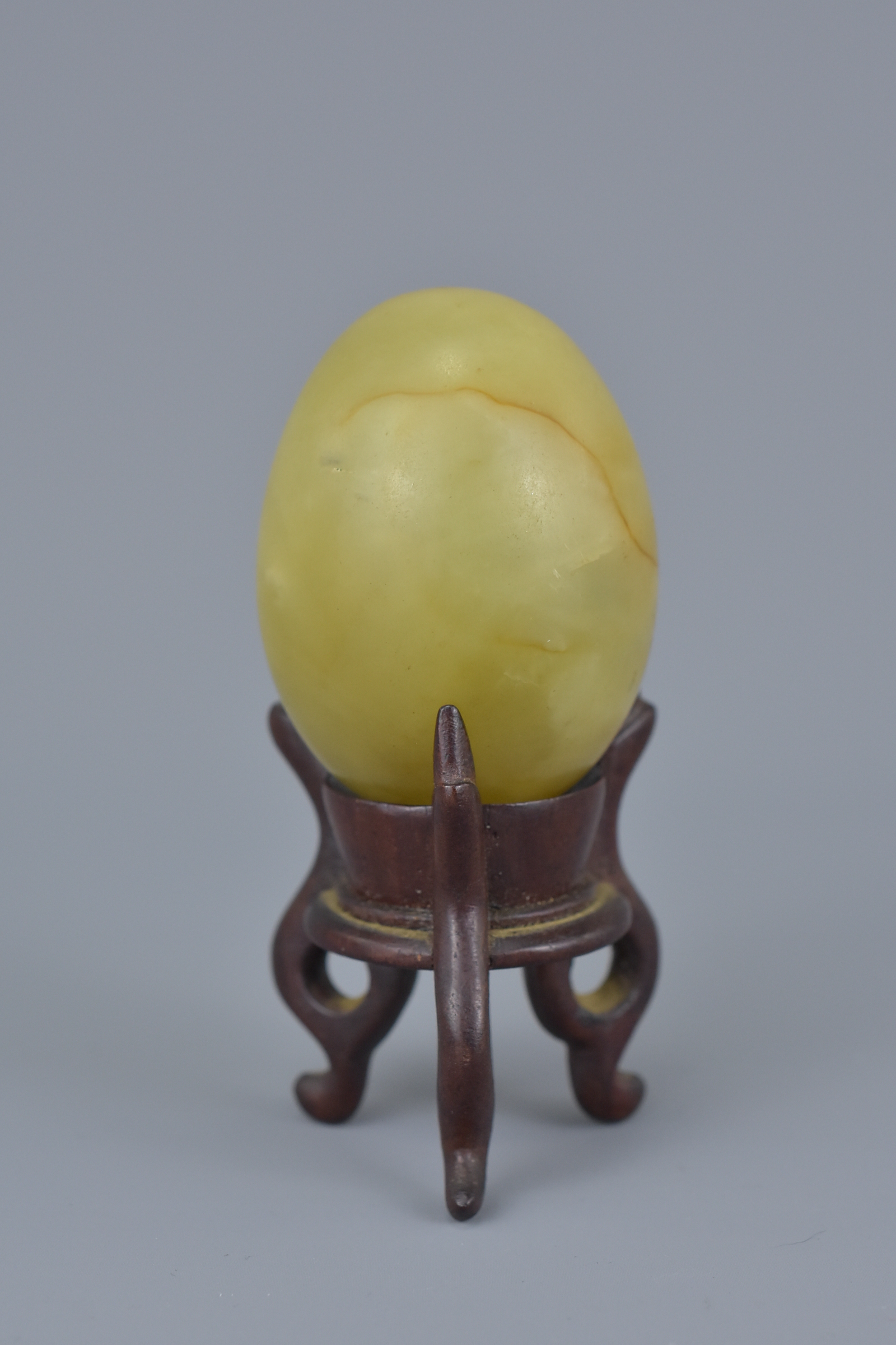 Chinese Jade Egg on Wooden Stand, 8cms high, Carved Jade Horse on Wooden Stand, 6cms high and a Silv - Image 6 of 9