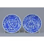 Pair of 19th century Chinese Porcelain Blue and White Saucers with four character hallmark and Wooll