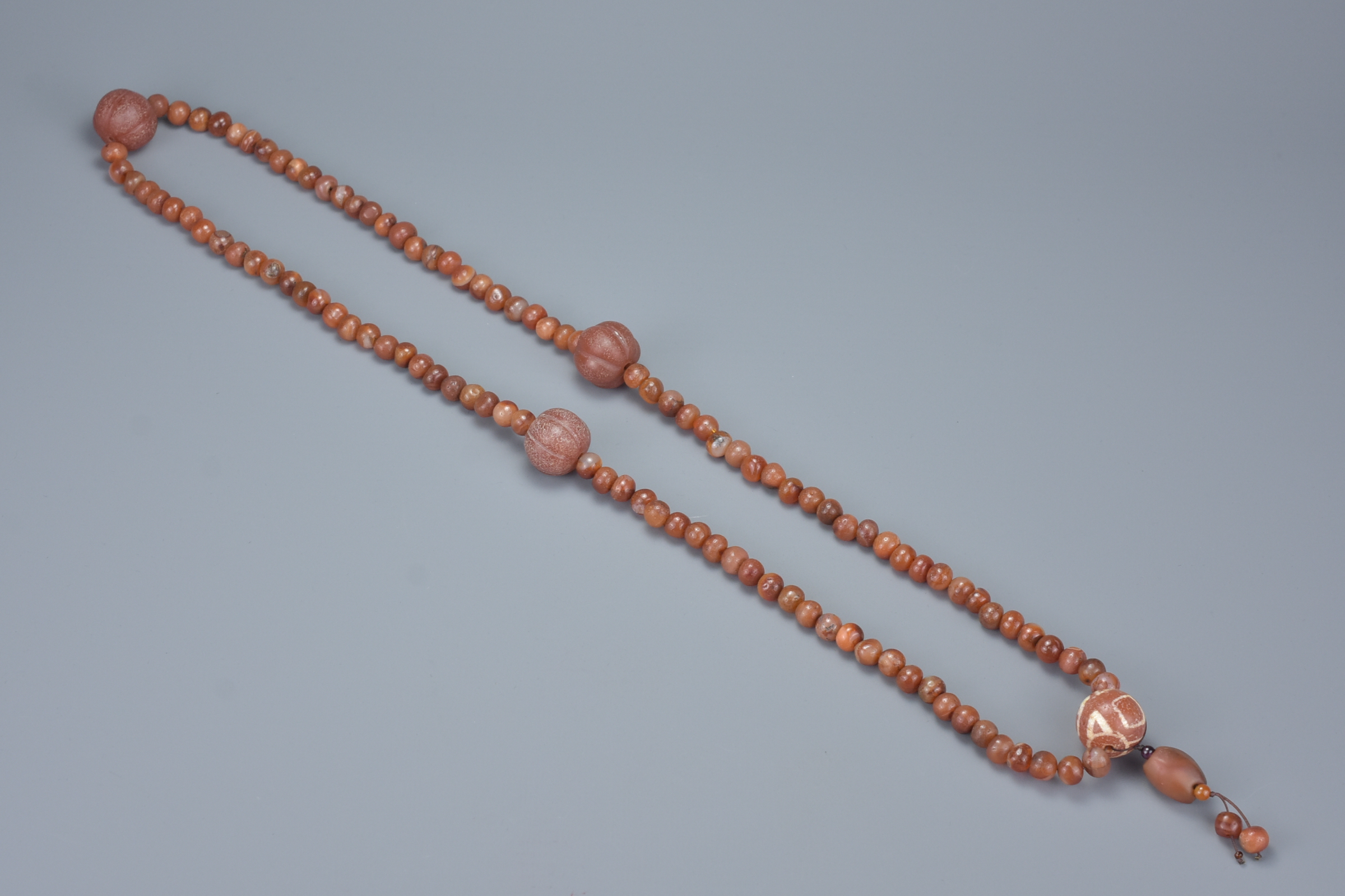 Chinese Red Agate Bead Necklace, approximately 72cms long - Image 5 of 5