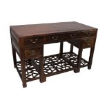 Chinese 19/20th century Hardwood Hongmu three piece desk with cracked ice design lattice