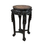 Chinese 19th century Hardwood Jardinière Stand with Marble Inset Top, 80cms high x 43cms diameter