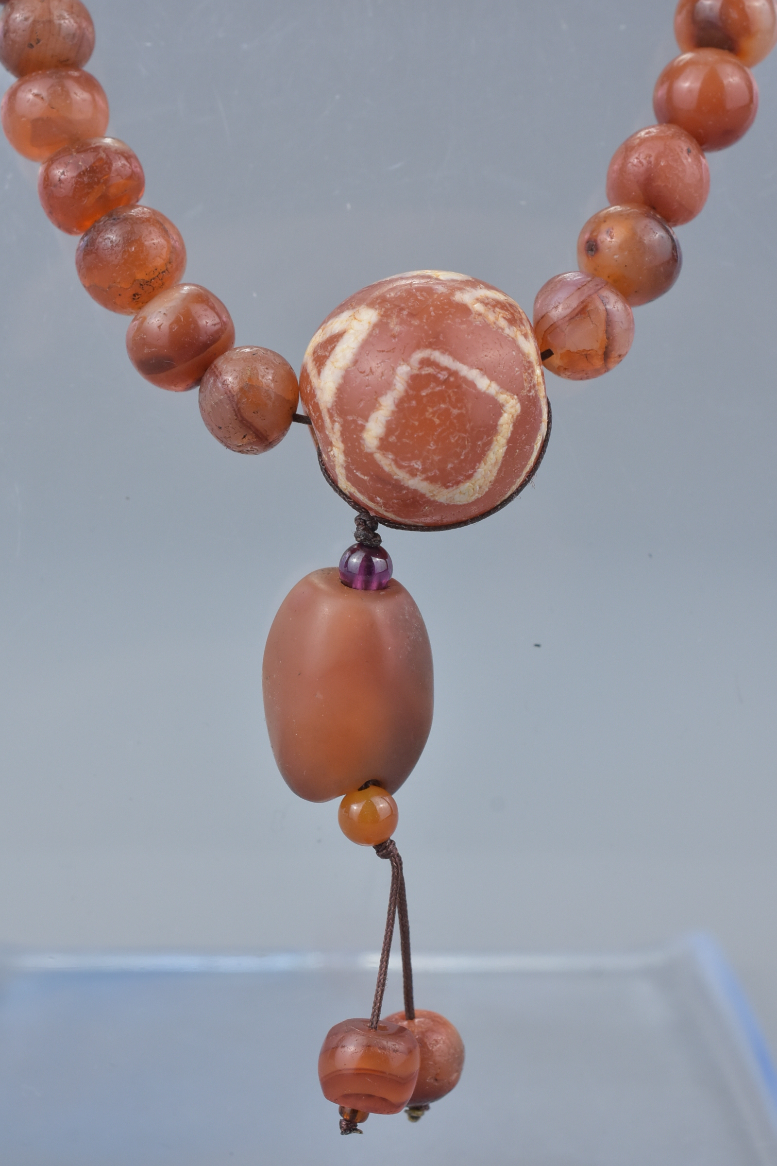 Chinese Red Agate Bead Necklace, approximately 72cms long - Image 2 of 5