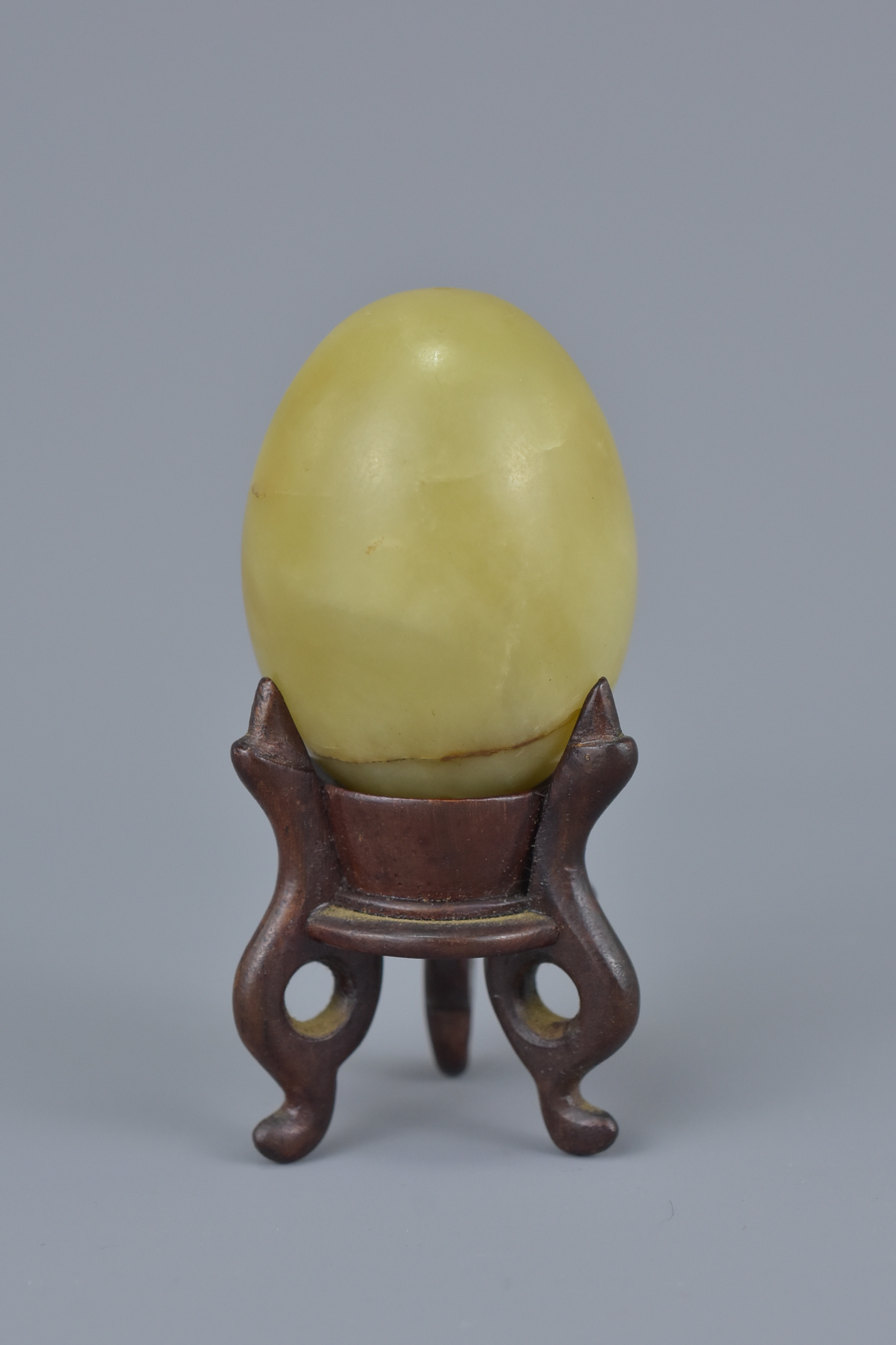 Chinese Jade Egg on Wooden Stand, 8cms high, Carved Jade Horse on Wooden Stand, 6cms high and a Silv - Image 5 of 9