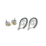 Two pairs of white gold and diamond earrings