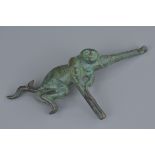 Tang Dynasty style Chinese Bronze Belt Buckle in the form of a Monkey, 17cms long