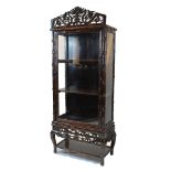 Chinese Hardwood Display Cabinet, the single glazed door opening to reveal two removable shelves, 16