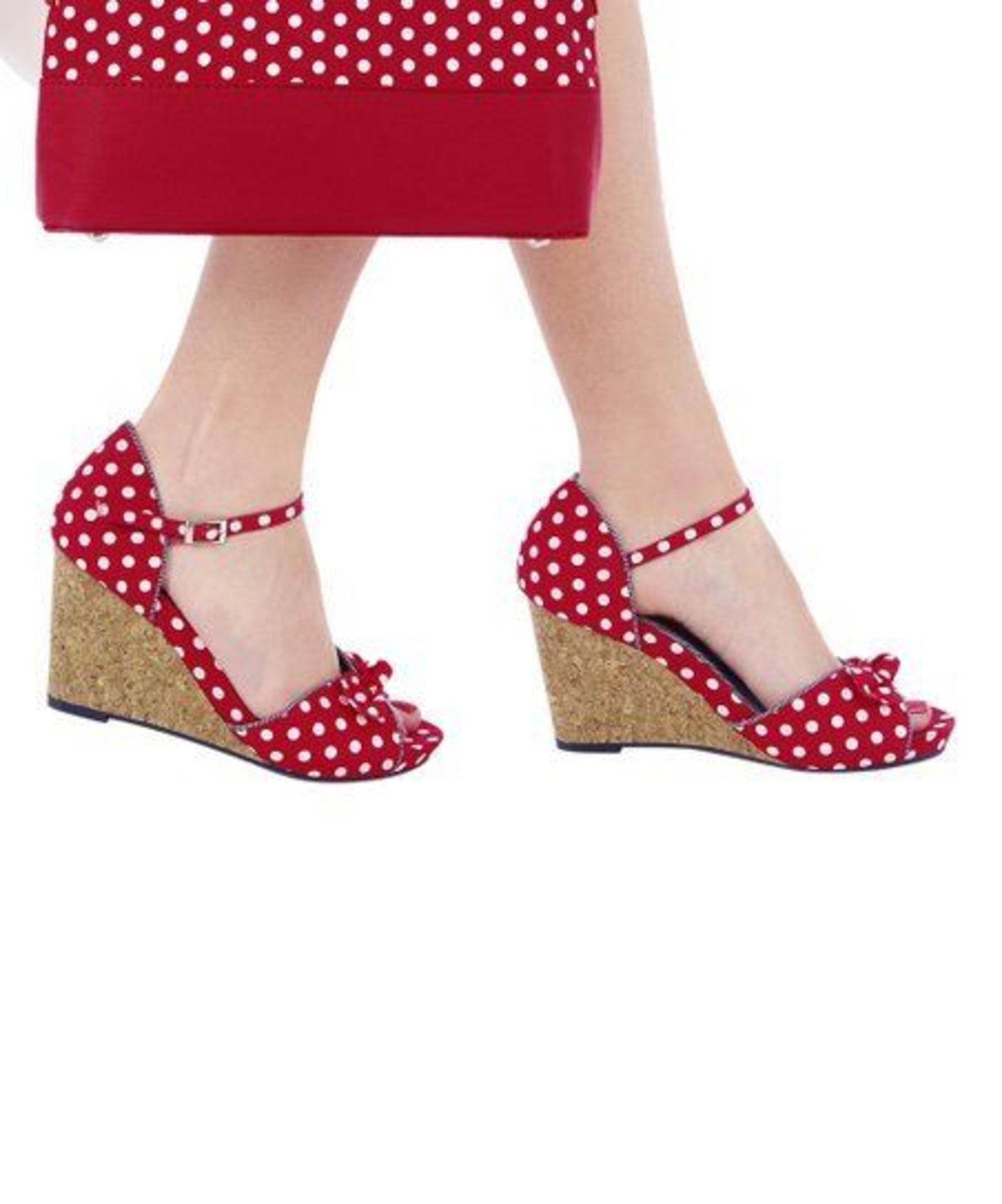 Ruby Shoo Red Polka Dot Molly Wedge Sandal (Uk Size:4/Euro Size:37) (New With Box) [Ref: 49603457- - Image 4 of 4