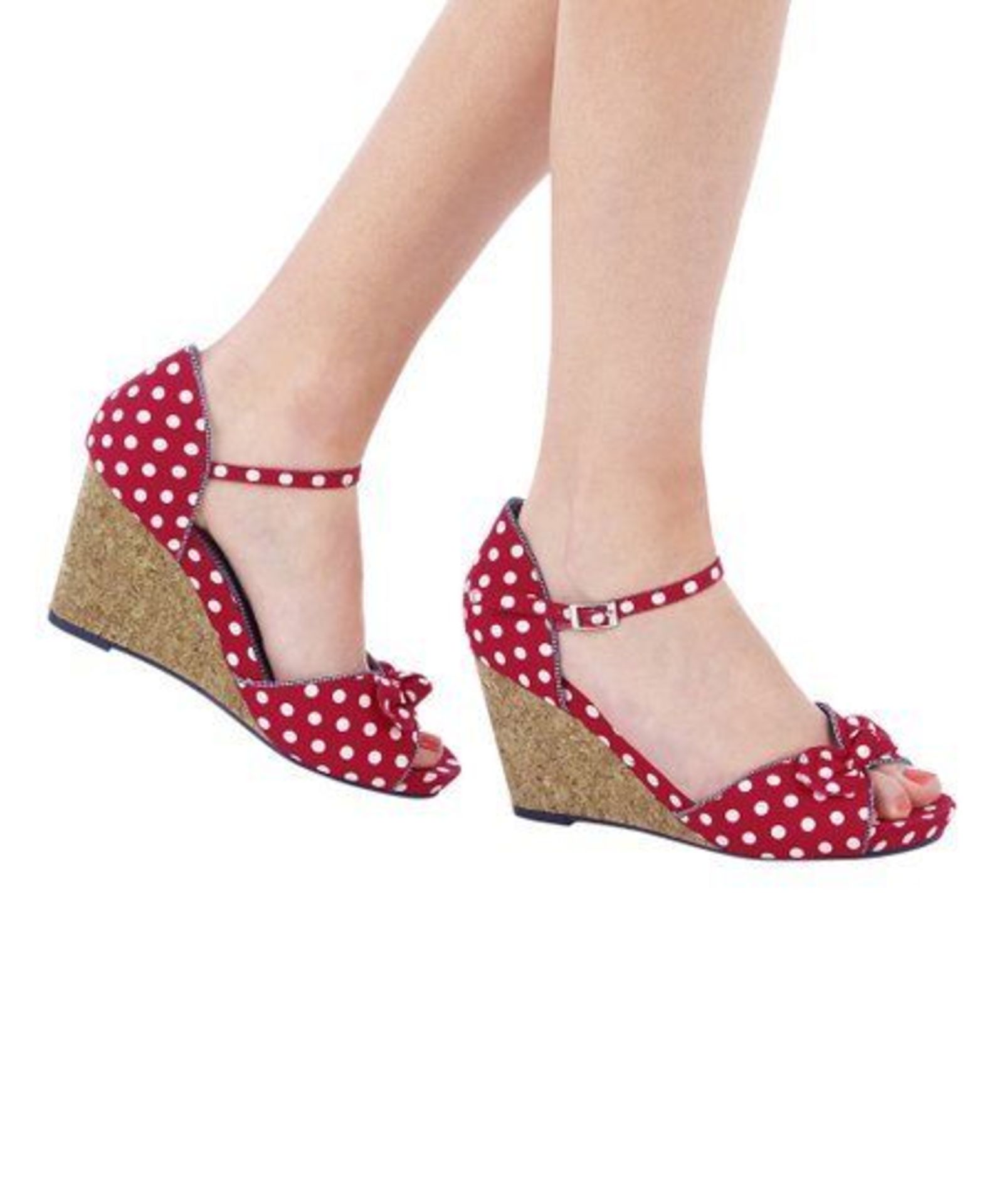 Ruby Shoo Red Polka Dot Molly Wedge Sandal (Uk Size:4/Euro Size:37) (New With Box) [Ref: 49603457- - Image 3 of 4