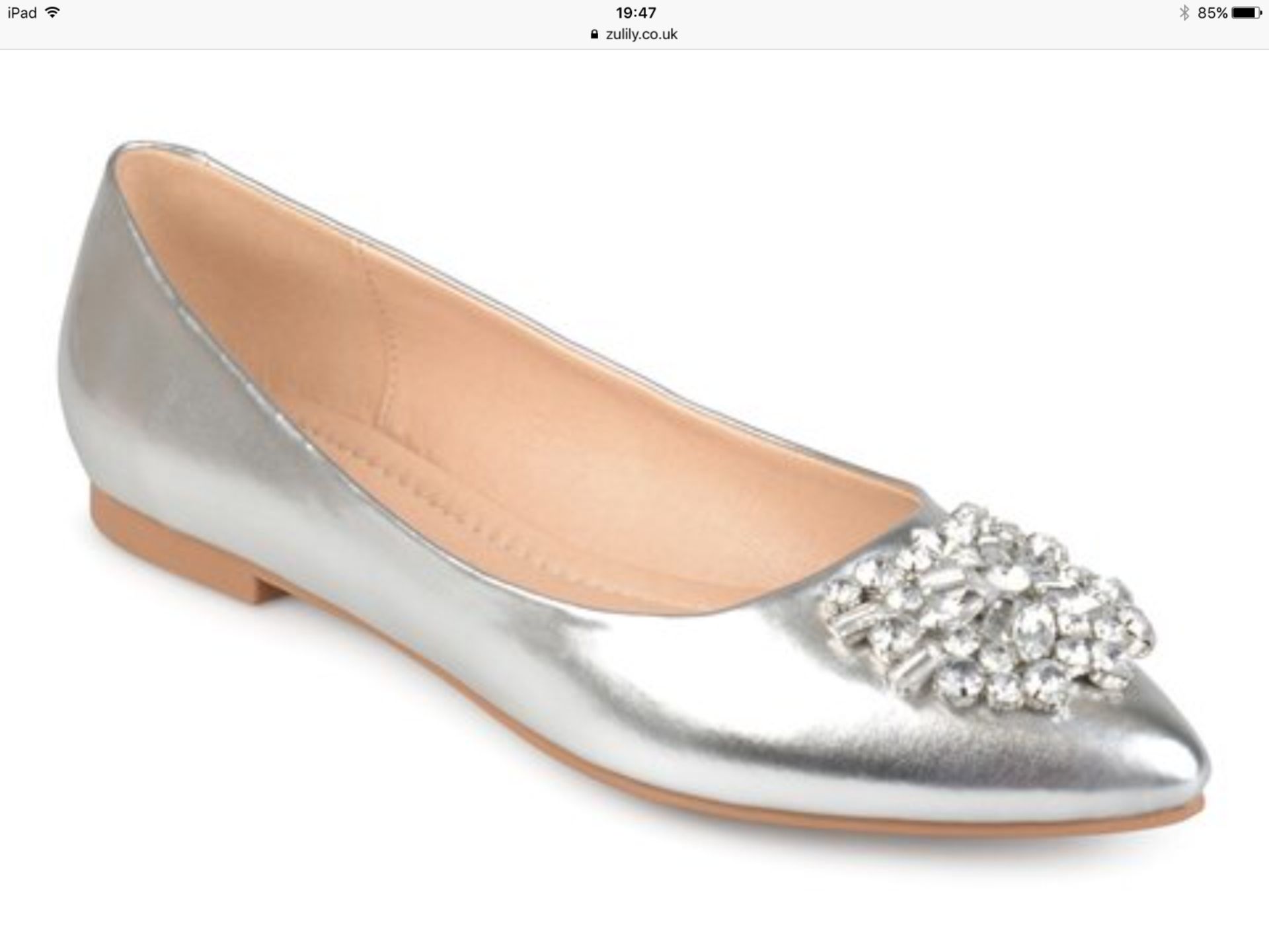 Bella Cora Silver Rena Ballet Flat, Size Uk 4.5 Us 7 (New With Box) [Ref: 53391740 G4]-Tf