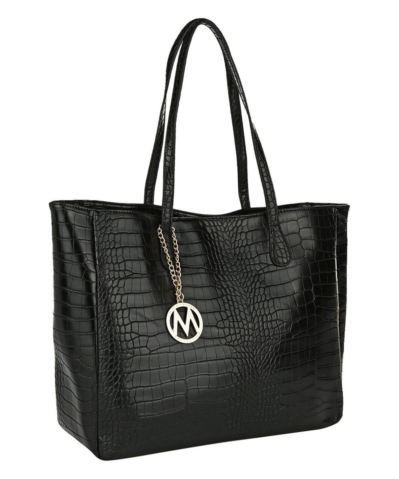 Mkf Collection By Mia K. Farrow Black Croc-Embossed Tote (New With Tags) [Ref: 51353346-Mi-Tub 1]-