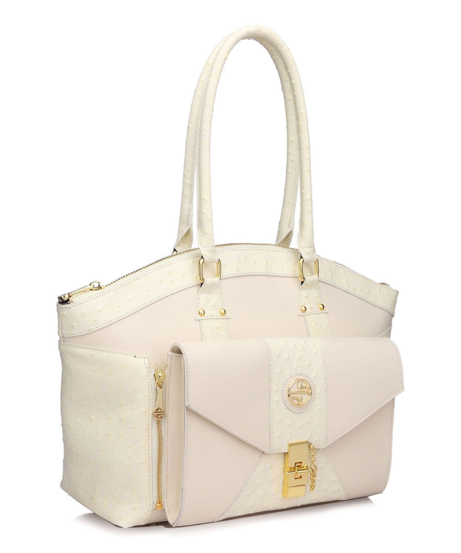 Segolene Noir Ivory Leather Silana Tote & Clutch (New With Tags) [Ref: 25173621-Mi-Tub 7]-Mi