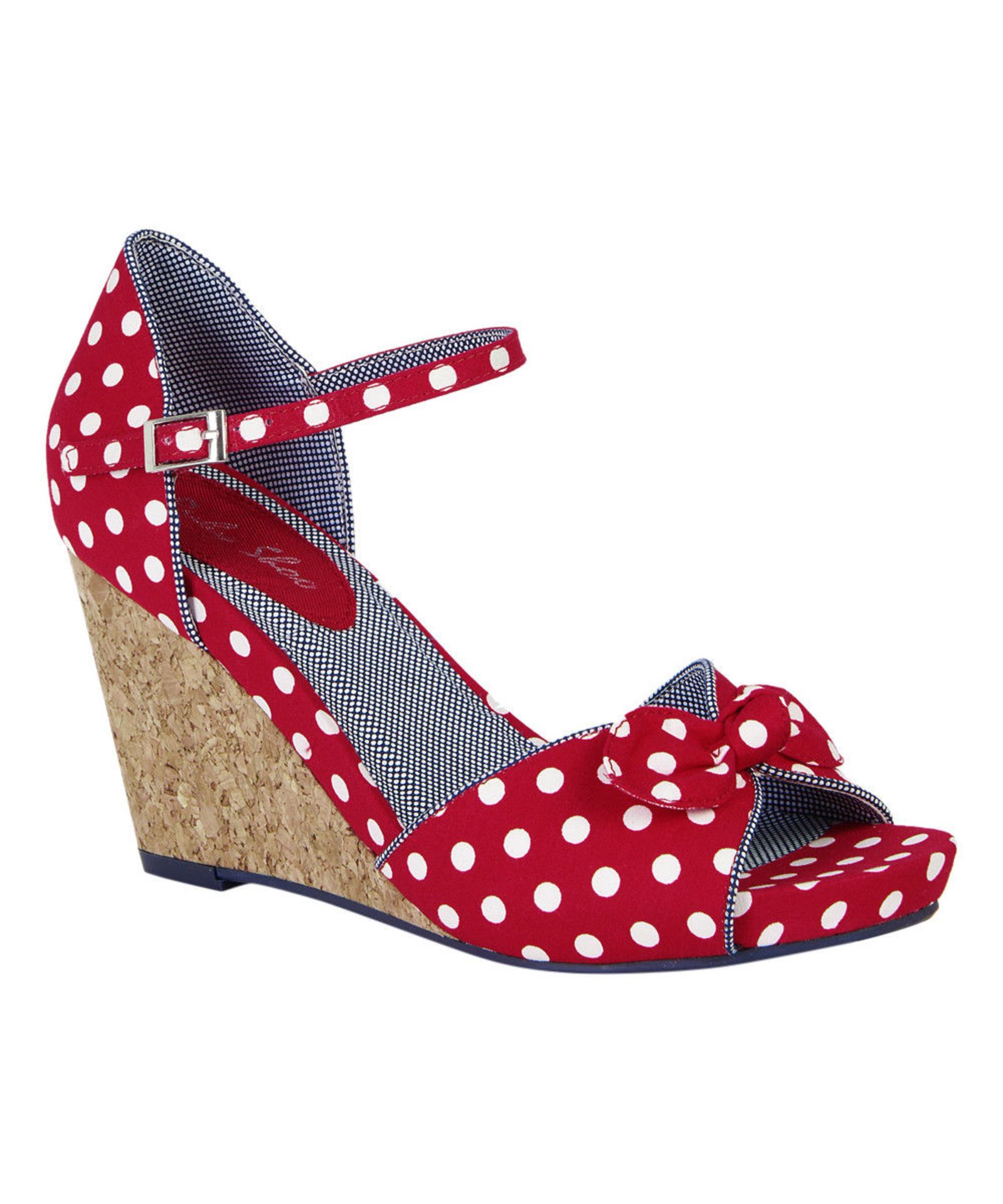 Ruby Shoo Red Polka Dot Molly Wedge Sandal (Uk Size:4/Euro Size:37) (New With Box) [Ref: 49603457-