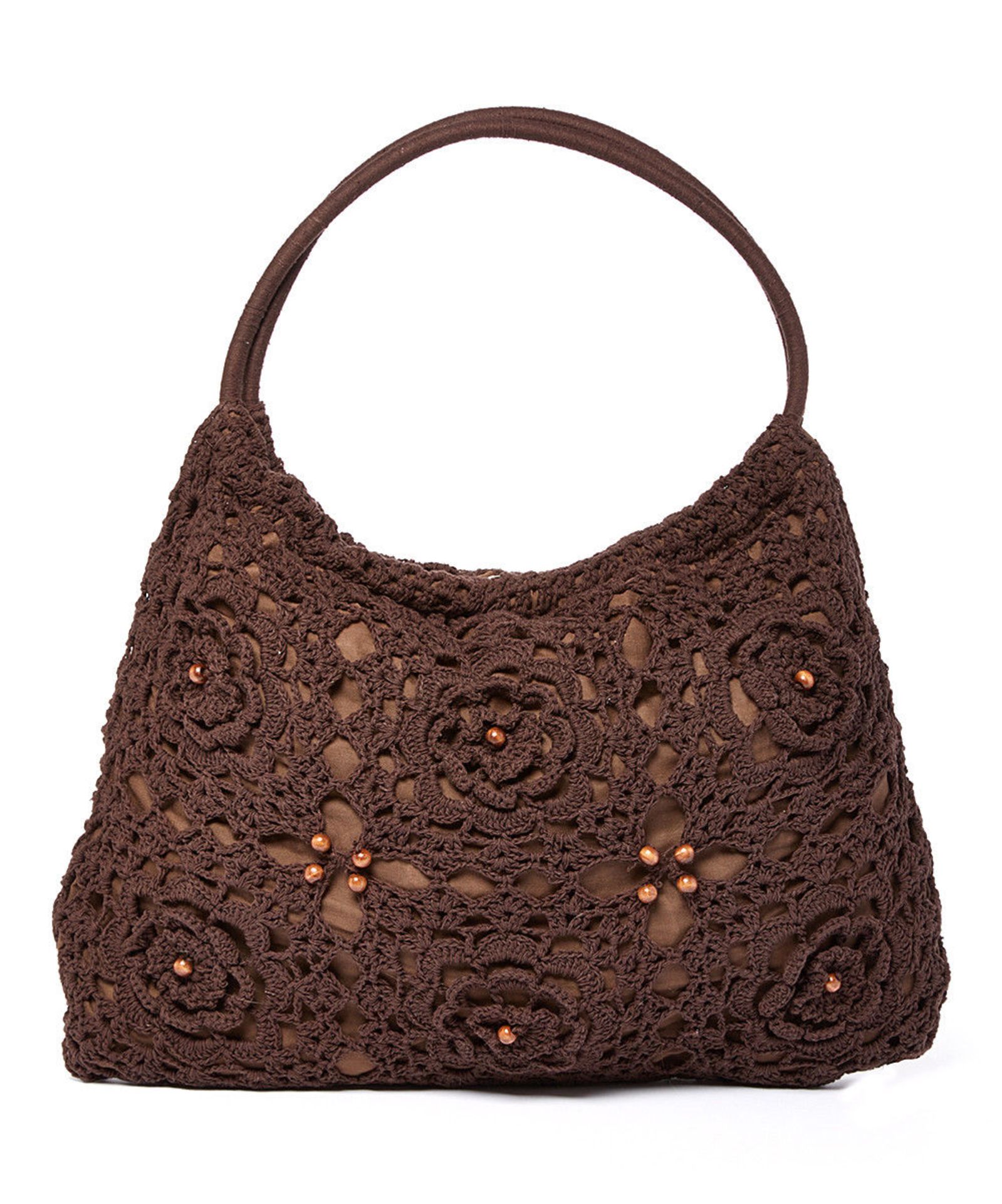 Brown Floral Rosette Tote (New With Tags) [Ref: 49089321-Mi-Tub 9]-Mi