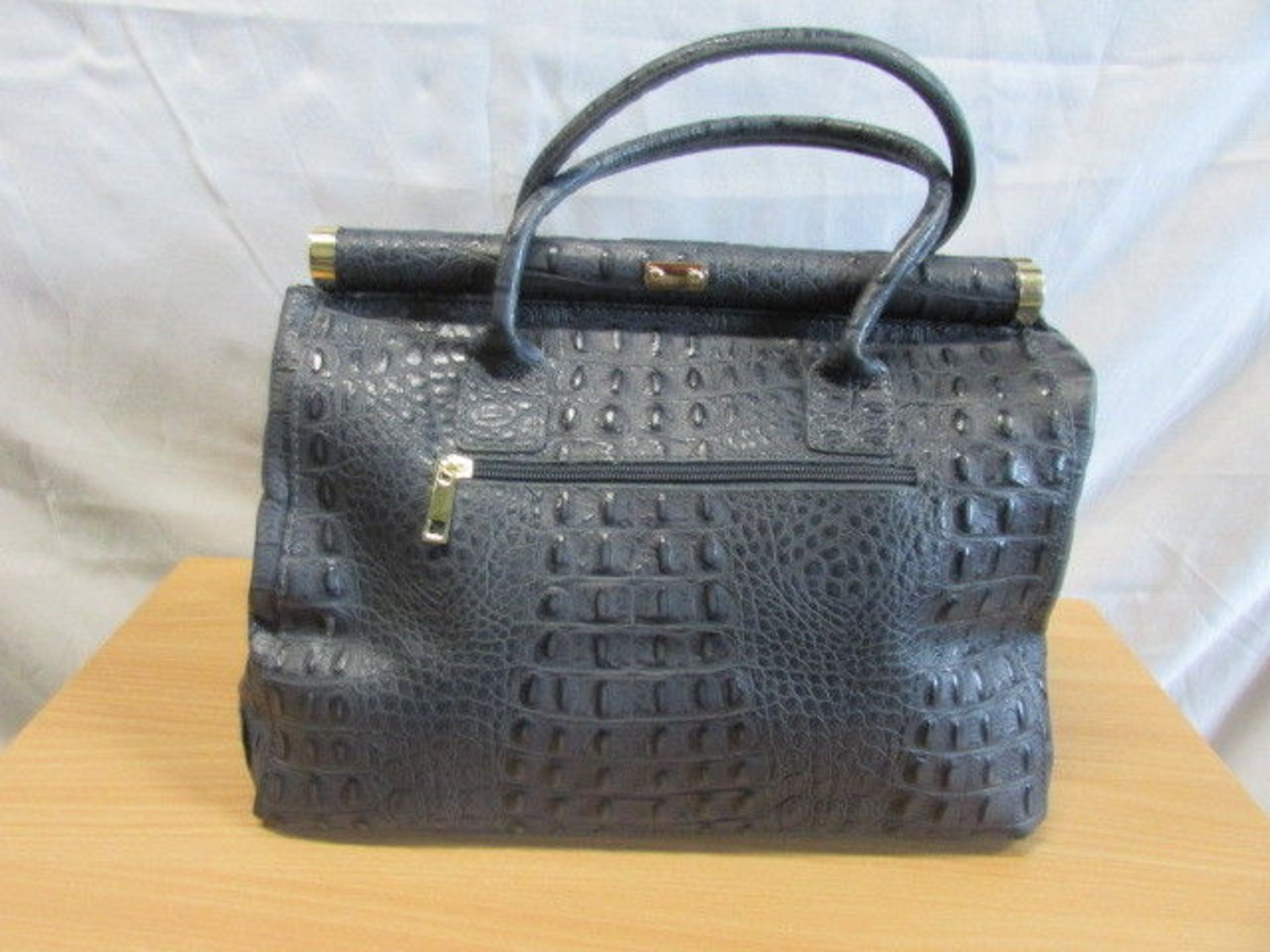 Lucy Bags Blue Crocodile Embossed Leather Bag (New With Tags) [Ref: Mi-Tub 9]-Mi - Image 2 of 6
