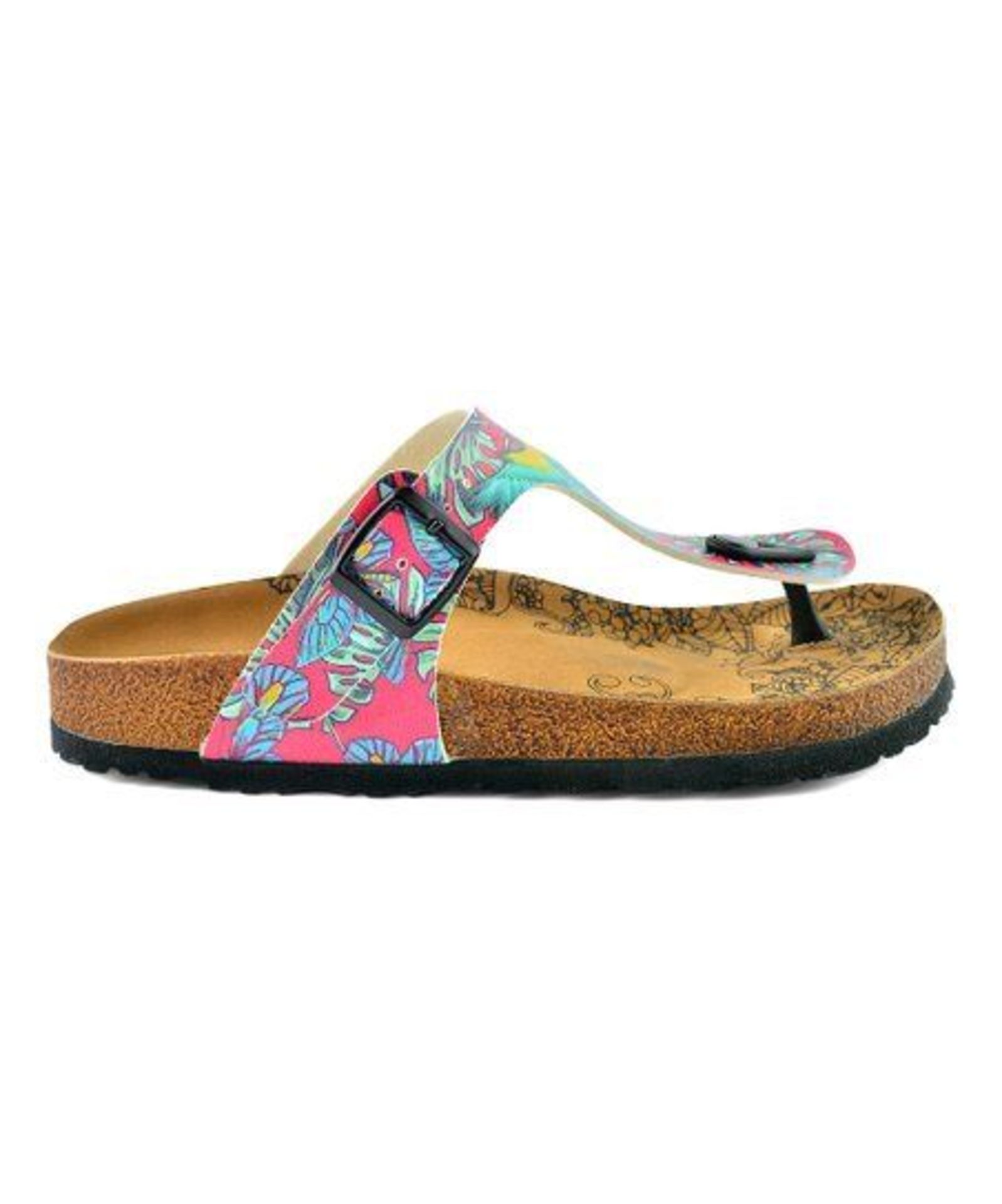 Calceo, Pink & Turquoise T-Strap Sandal - Women, Size Uk 2.5 Eur 35 (New With Box) [Ref: 47526520A/ - Image 2 of 4