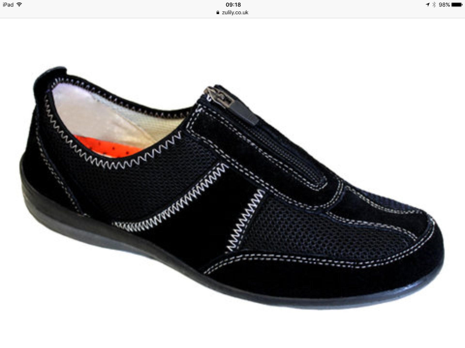 Comfort Life Black Zip-Front Leather Sneaker, Size Uk 4.5/Eur 37-38, Rrp £77.99 (New With Box) [Ref: