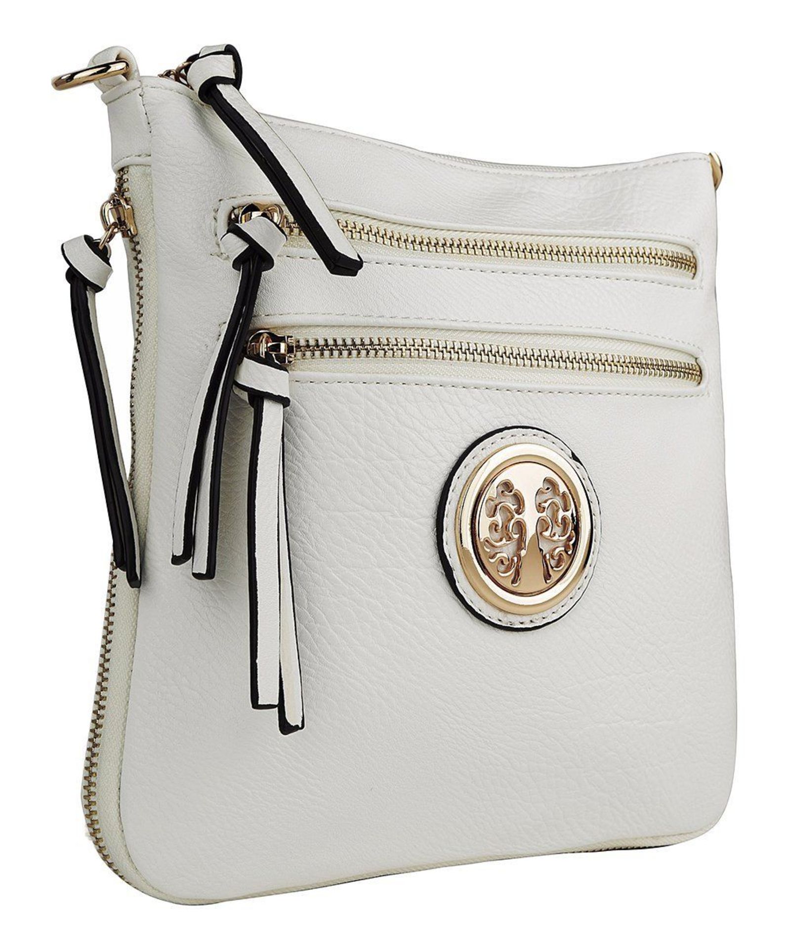 Mkf Collection By Mia K. Farrow White Medallion Expandable Crossbody Bag (New With Tags) [Ref: