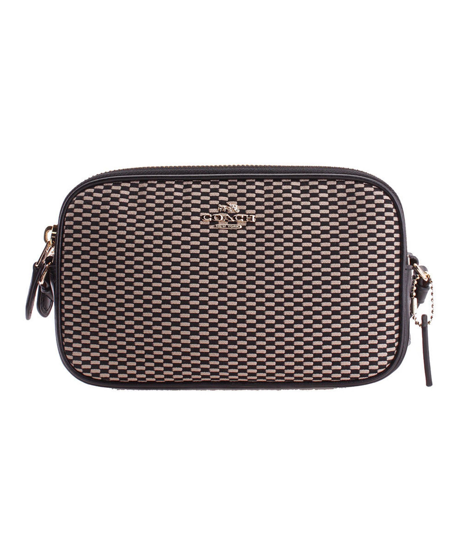 Coach, Milk & Black Woven Leather Crossbody Bag (New With Tags) [Ref: 53354083A/Etf]-Tf