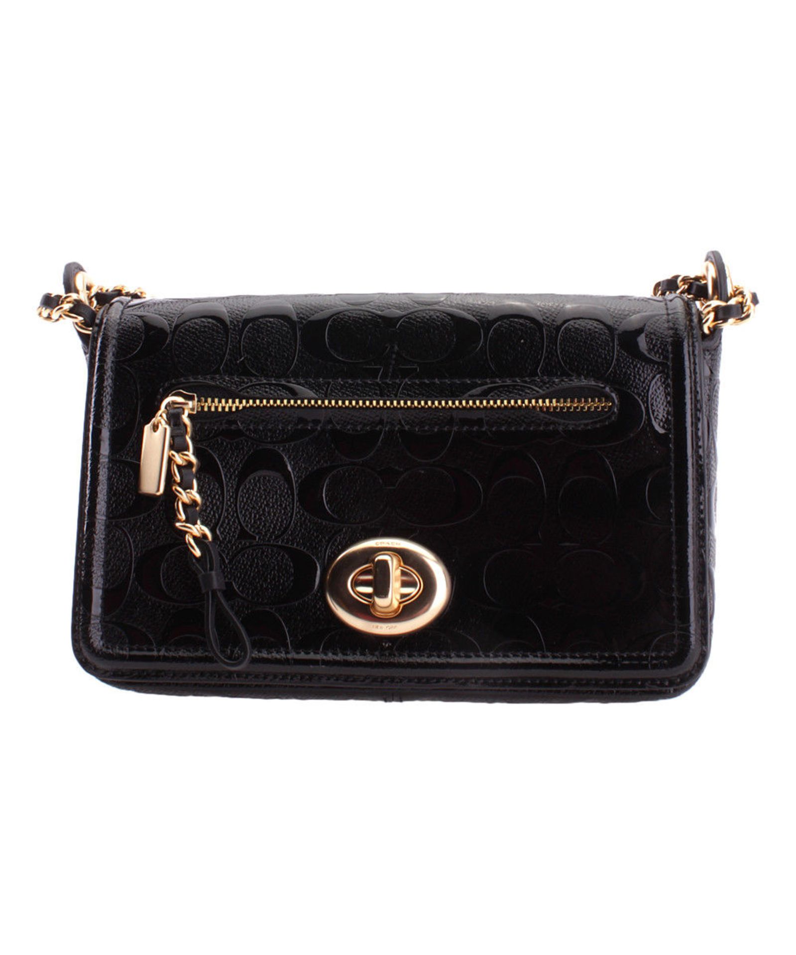 Coach, Black Emblem Embossed Leather Crossbody Bag (New With Tags) [Ref: 53029506Tfshelf]-Tf