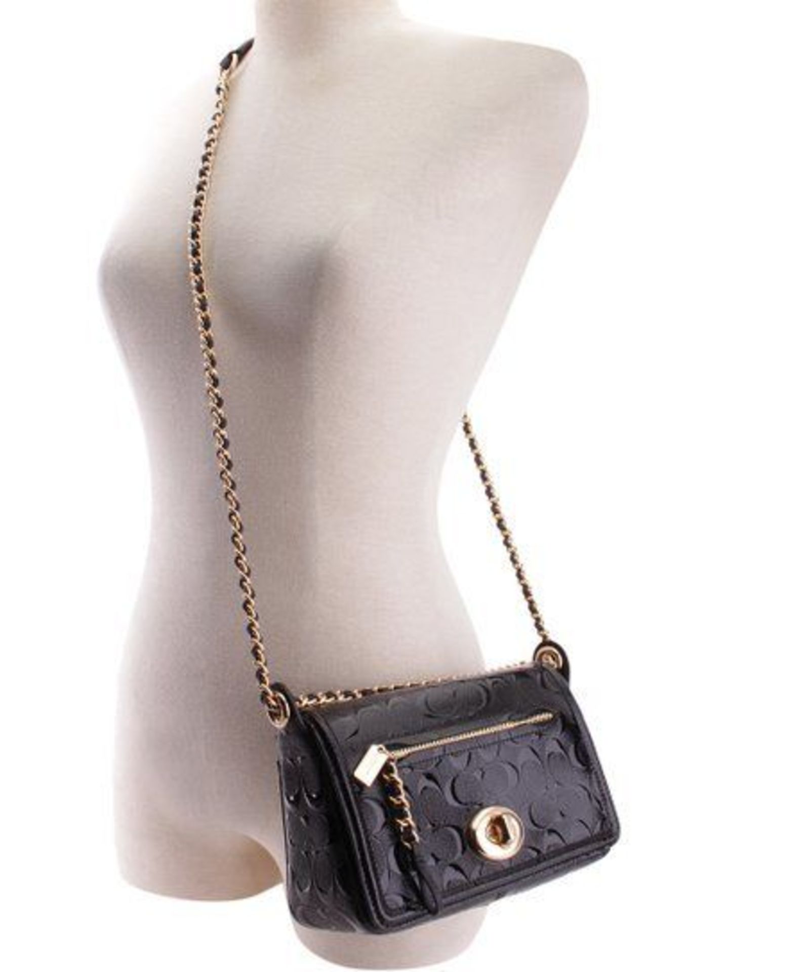 Coach, Black Emblem Embossed Leather Crossbody Bag (New With Tags) [Ref: 53029506Tfshelf]-Tf - Image 4 of 4