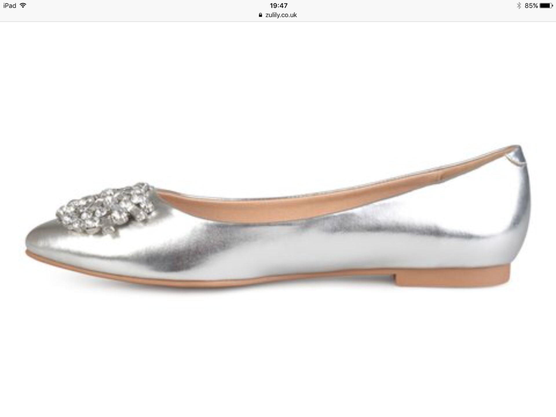 Bella Cora Silver Rena Ballet Flat, Size Uk 4.5 Us 7 (New With Box) [Ref: 53391740 G4]-Tf - Image 2 of 6