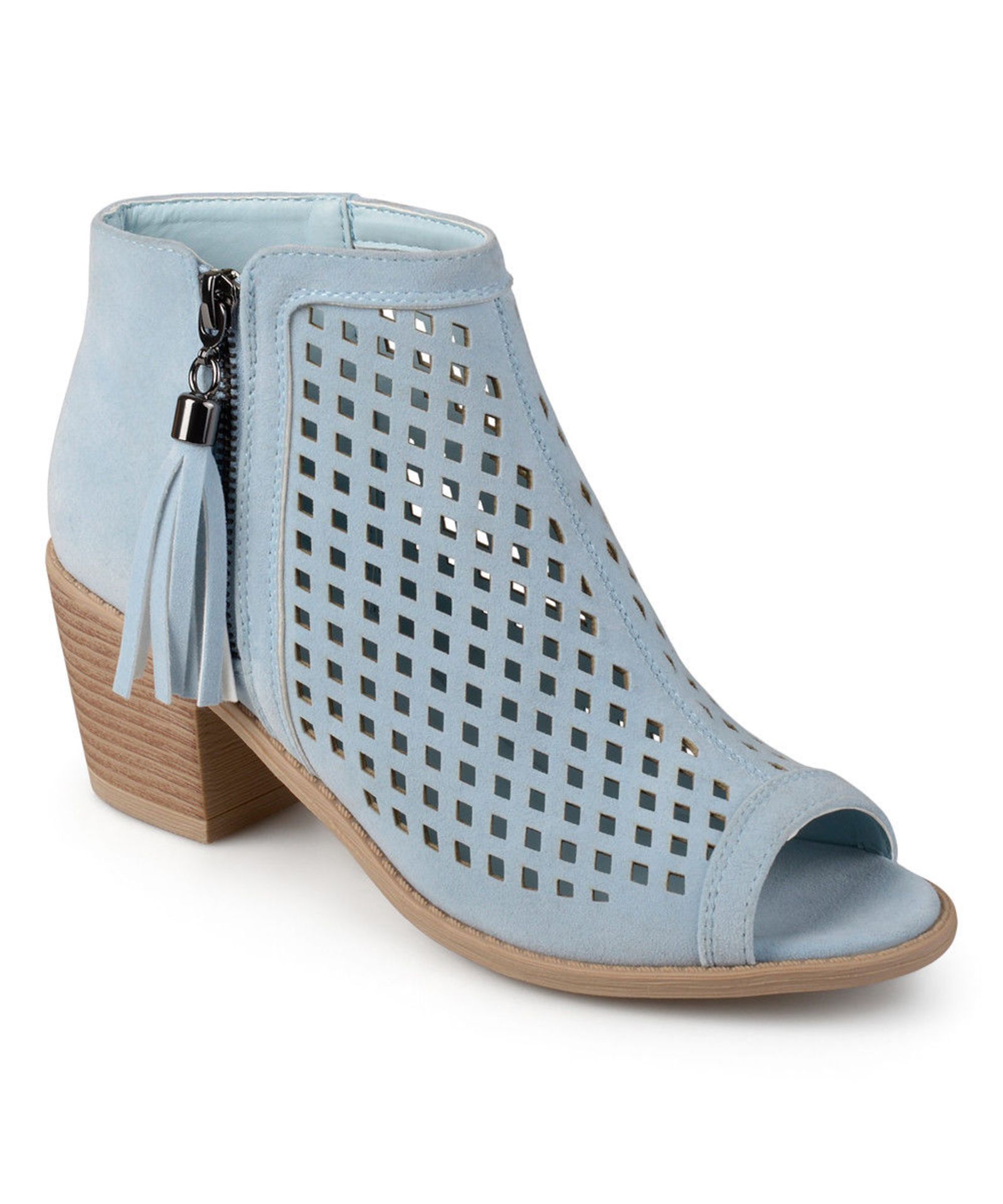 Brinley Co. Blue Perforated Perla Bootie (Uk Size:3/Us Size:5.5) (New With Box) [Ref: 47355354-C-