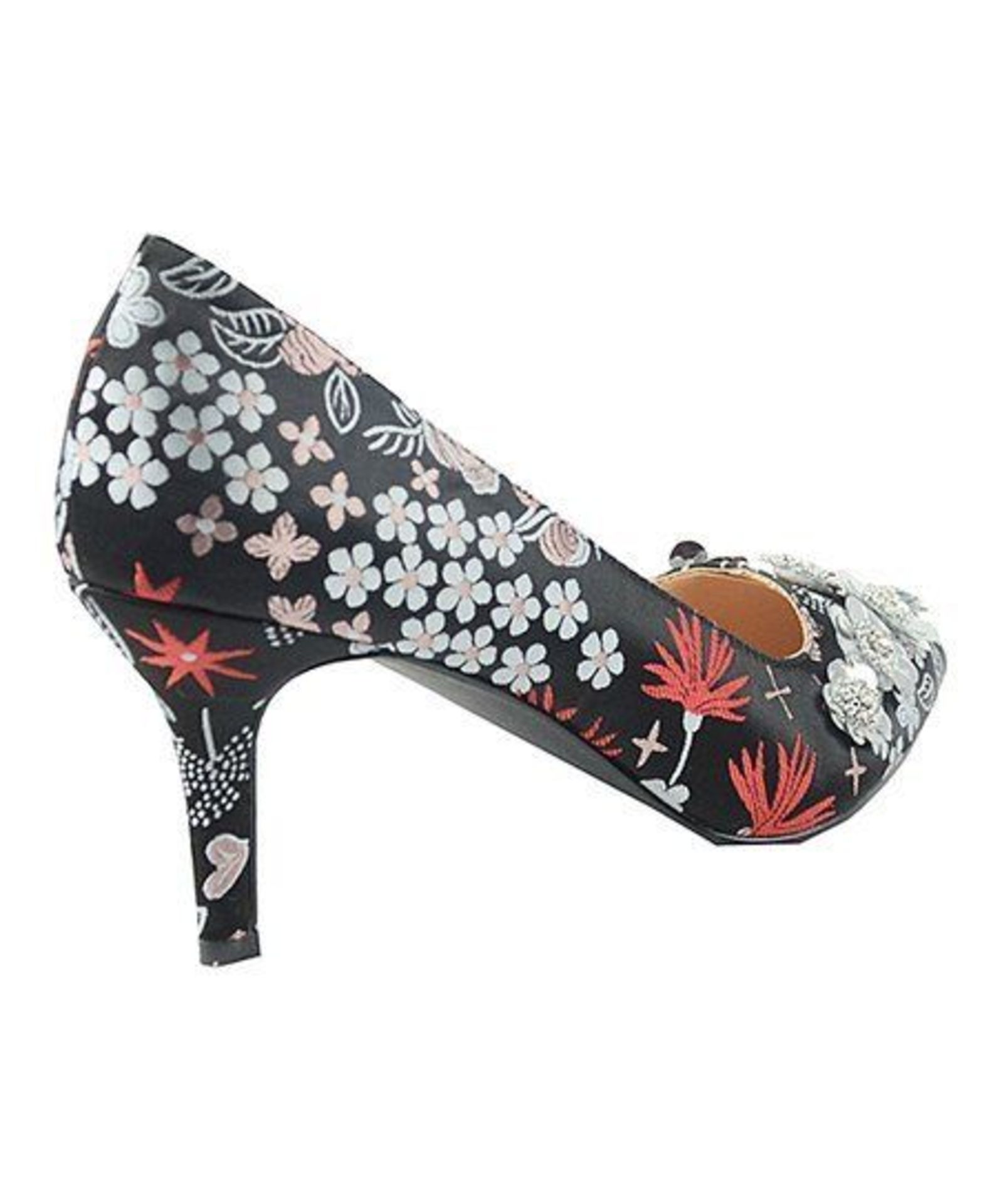 Chase & Chloe Black Floral Nana Pump (Uk Size:6/Us Size:7.5) (New With Box) [Ref: 55682784-C-001] - Image 2 of 3