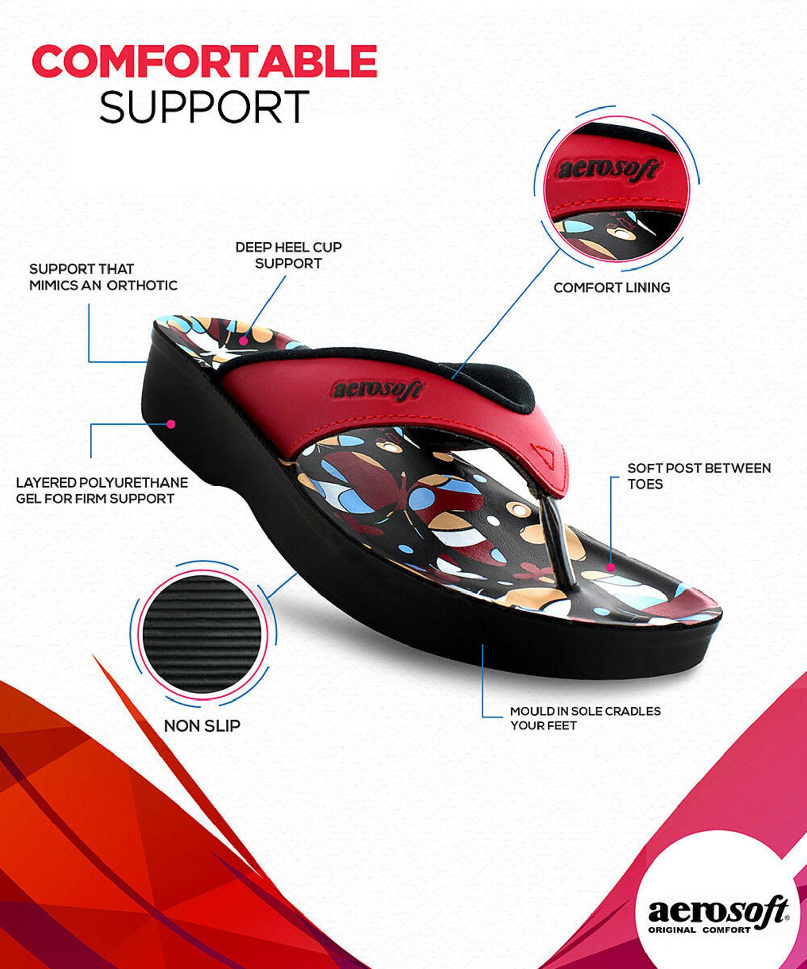 Aerosoft Red Kumo Sandal (Uk Size:7/Us Size:9) (New With Box) [Ref: 42910142-A-004] - Image 2 of 2