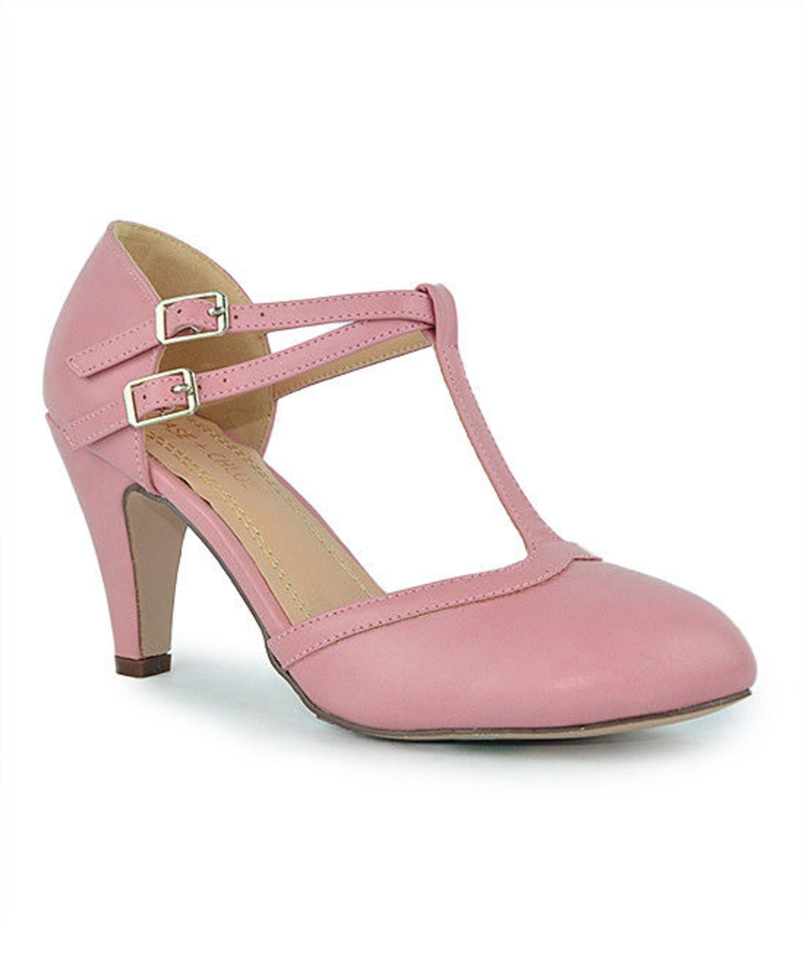 Chase & Chloe Dusty Pink Double T-Strap Kimmy Mary Jane (Uk Size:5.5/Us Size:8) (New With Box) [Ref: