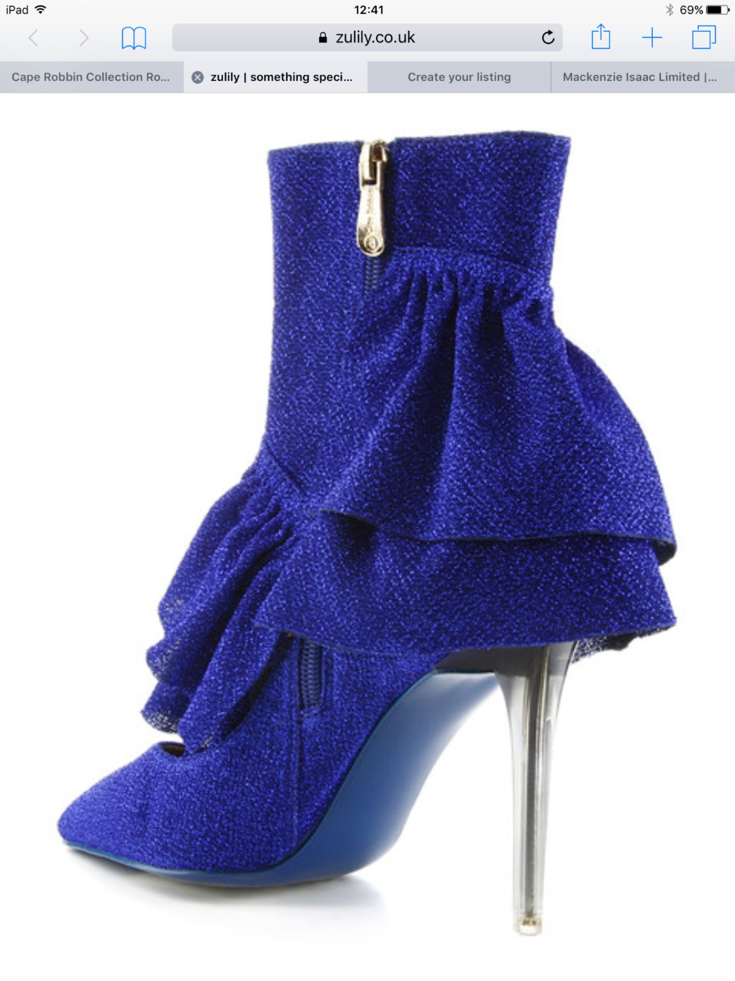 Cape Robbin Collection Royal Blue Beatrix Ruffle Boot, Size Eur 39, Rrp £59.99 (New With Box) [ - Image 4 of 7