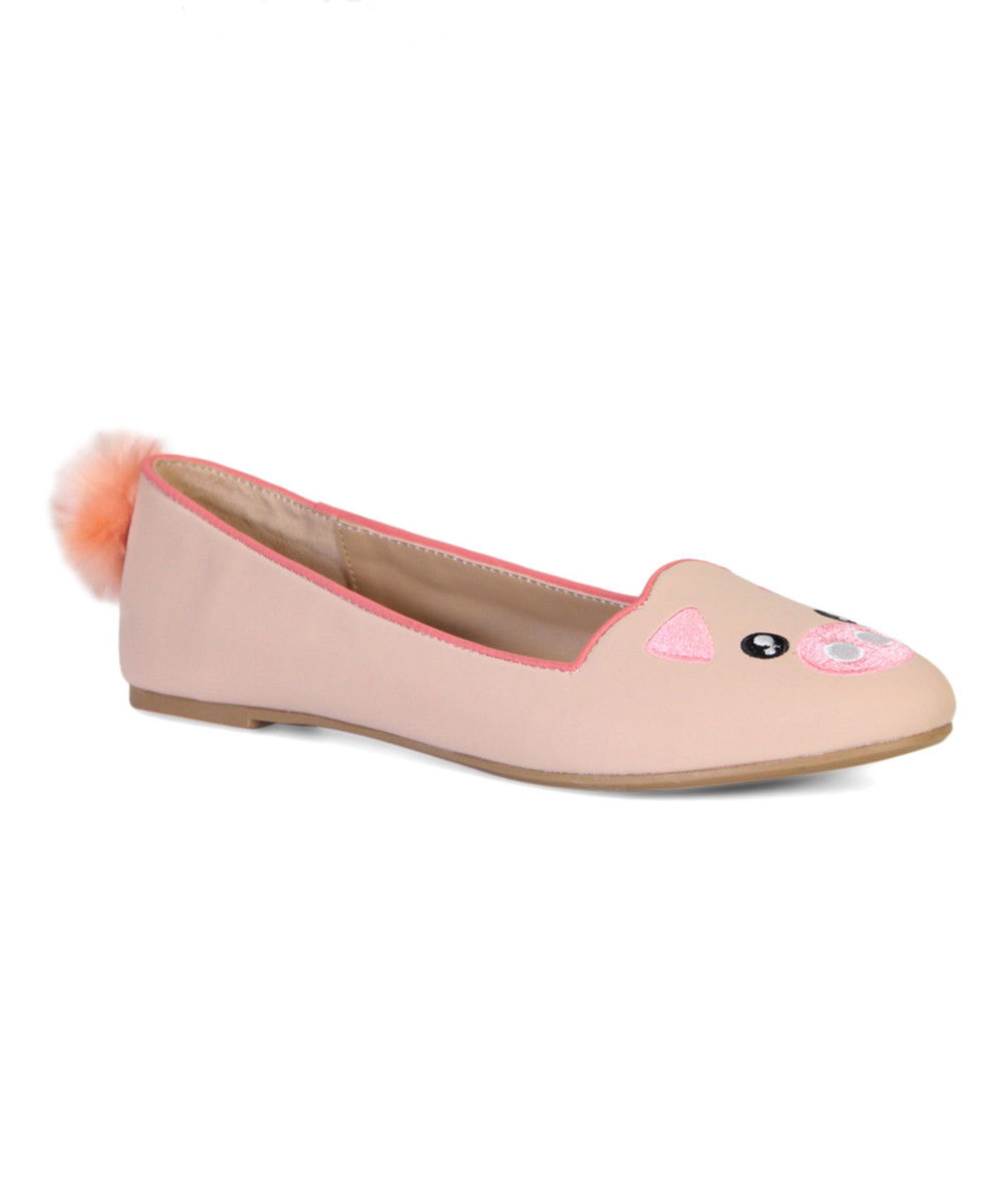 Bamboo Pink Piggy Pom-Pom Flat (Uk Size:5/Us Size:7) (New With Box) [Ref: 46919674-F-002]