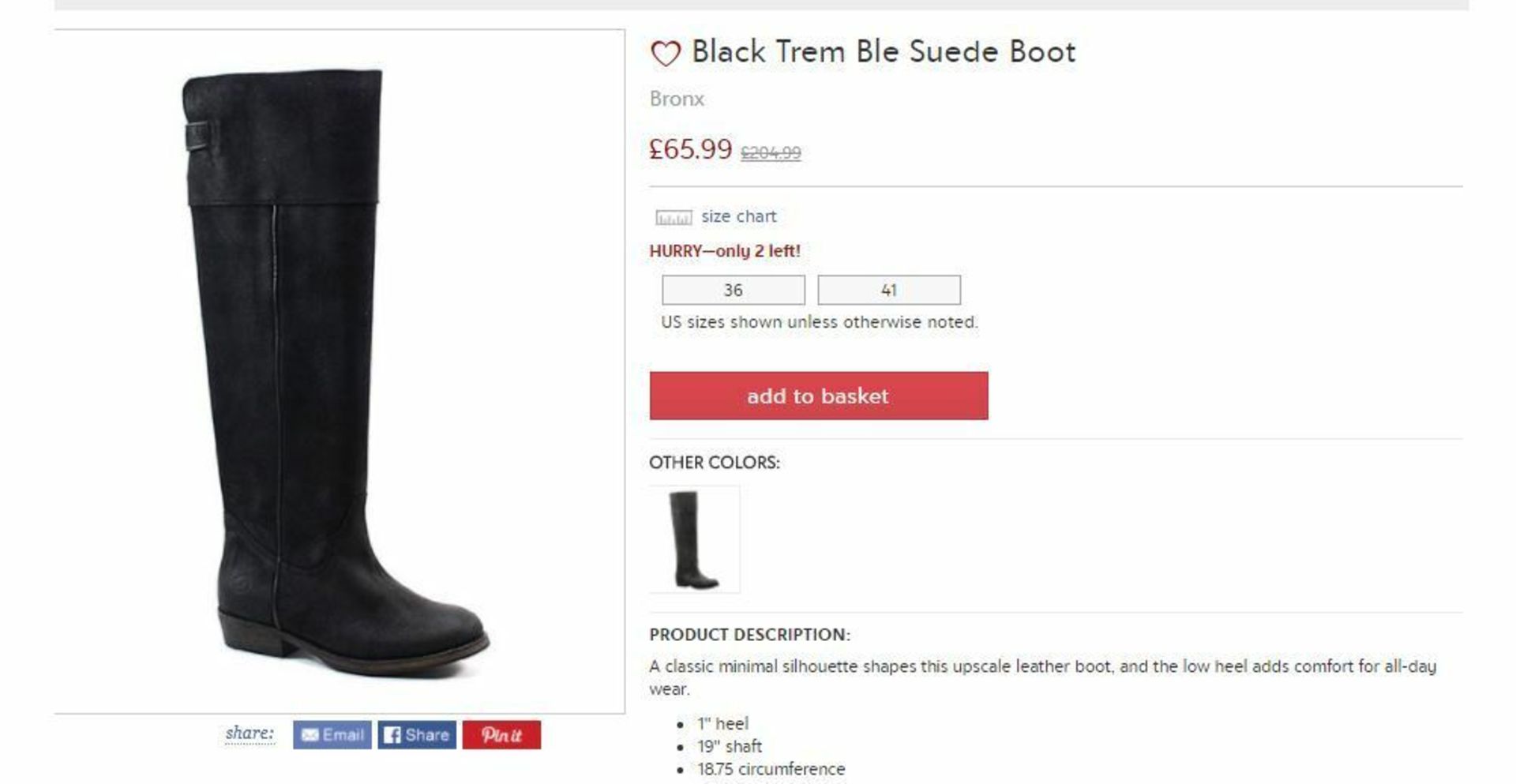 Bronx Black Trem Ble Suede Boots (Uk Size: 3.5-4/Us Size: 6-6.5) (New With Box) [Ref: 12636507-B- - Image 2 of 2