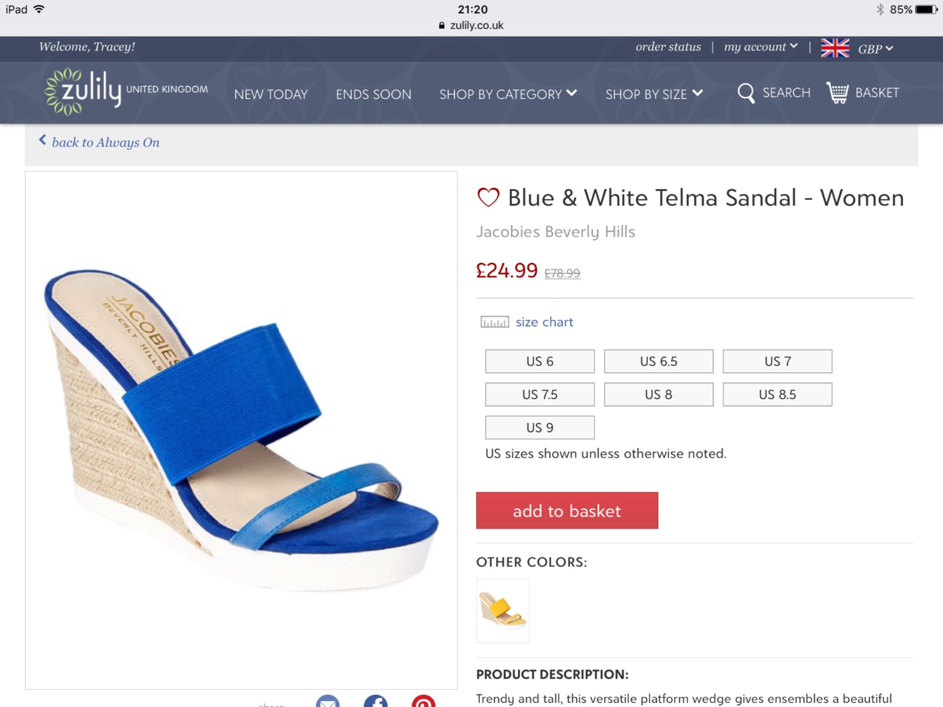 Jacobies Beverly Hills Blue & White Thelma Sandal, Size Uk 3-3.5 Us 5.5 (New With Box) [Ref: - Image 2 of 4