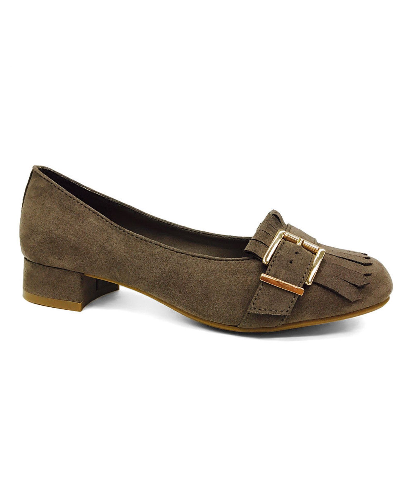 Bamboo Taupe Buckle-Accent Scheme Pump (Uk Size:7/Us Size:9) (New With Box) [Ref: 46132199-F-001]